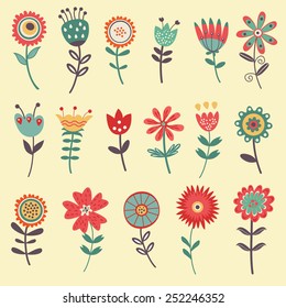 Beautiful collection of floral decorative elements. vector illustration
