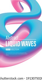 Beautiful collection of high-quality abstract 3D waves in neon trendy colored on the white background.