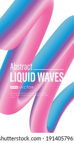 Beautiful collection of high-quality abstract 3D waves in neon trendy colored on the white background.