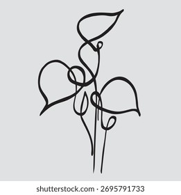 A beautiful collection of minimalist continuous one-line art drawings featuring various flowers and botanical elements.
