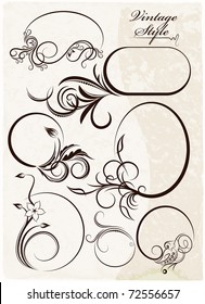 Beautiful collection of oval frames. Vector