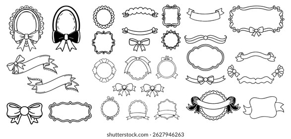 A beautiful collection of retro hand-drawn frames, vintage ribbons, and coquette lace designs. Perfect for invitations, scrapbooking, and elegant decor.
