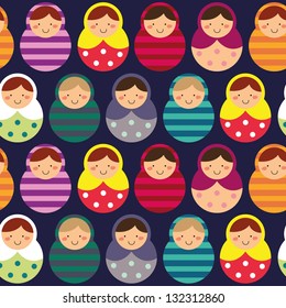 Beautiful collection of Russian doll. seamless pattern, Ideal for card design, fabric, scrapbook and wrapping paper