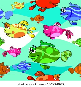 Beautiful collection of tropical fish background, Seamless pattern