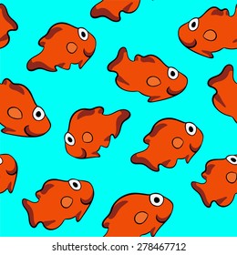 Beautiful collection of tropical fish isolated on white background, Seamless pattern