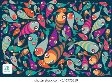 Beautiful collection of tropical fish pattern wallpaper