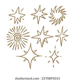A beautiful collection of unique hand drawn star illustrations designed for various creative projects and endeavors