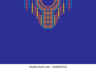 A beautiful collection of vintage Indian collar. Tribal geometric ethnic neckline oriental pattern traditional. American Indian western art. Aztec style embroidery abstract vector Illustration design.