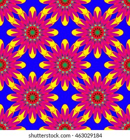 Beautiful coloful symmetric seamless pattern with flower for background or wrap-design.