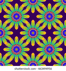 Beautiful coloful symmetric seamless pattern with flower for background or wrap-design.