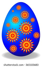 The beautiful color blue Easter egg, with the ornament, vector illustration isolated in white.