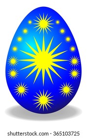 The beautiful color blue Easter egg, with the ornament, vector illustration isolated in white.