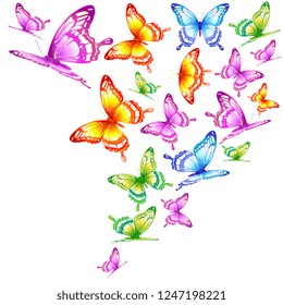 beautiful color butterflies,set, isolated  on a white