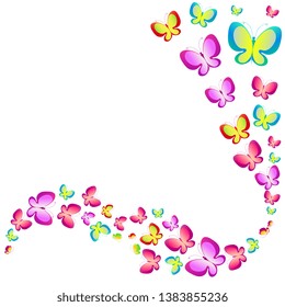 beautiful color butterflies,set, isolated  on a white