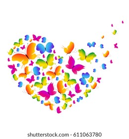 beautiful color butterflies,set, isolated  on a white