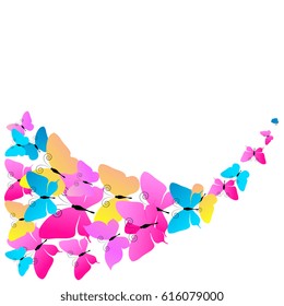 beautiful color butterflies,set, isolated  on a white