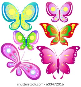 Illustration Cartoon Cute Colorful Butterflies Stock Vector (Royalty ...