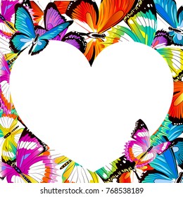 beautiful color butterflies,set, isolated  on a white