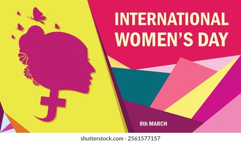 BEAUTIFUL COLOR AND CREATIVE SHAPES NEW DESIGN INTERNATIONAL WOMEN'S DAY BANNER, COVER, POSTER, BACKGROUND, CARD GRAPHICS ILLUSTRATION DESIGN