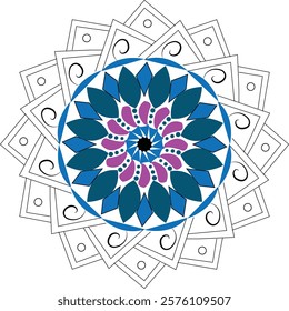 Beautiful color flower mandala design vector