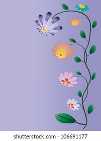Beautiful color flowers tree vector illustration on blue background