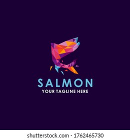 Beautiful color geometric salmon logo design
