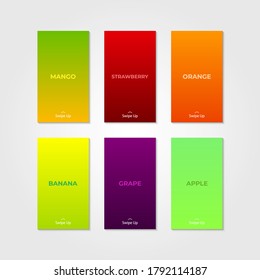 Beautiful color gradient of fruit. Set of social media post template with colorful background