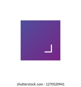 Beautiful color gradient Minimal square format card with corner arrow, geometrical design for your text and quotations. Vector illustration isolated on white background.