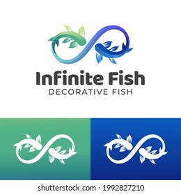 Beautiful Color Koi Fish Or Koi Ponds Logo Design For Decorative Fish Shop, Water Gardens, Aquarium