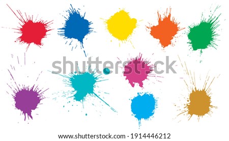 Beautiful color paint blots, splashes. Set of art elements. Vector illustration.
