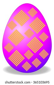 The beautiful color pink Easter egg, with the ornament, vector illustration isolated in white.