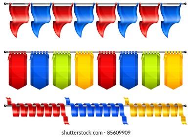 beautiful color ribbon and flag for celebration on white vector illustration