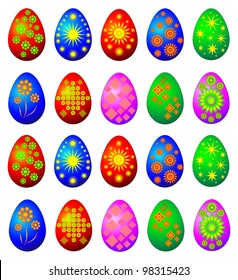 The beautiful color set of the Easter eggs, with the ornament, v