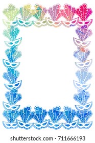 Beautiful color silhouette horizontal frame with carnival masks. Low poly textured. Copy space. Vector clip art.