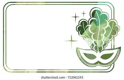 Beautiful color silhouette horizontal frame with carnival masks. Low poly textured. Copy space. Vector clip art.
