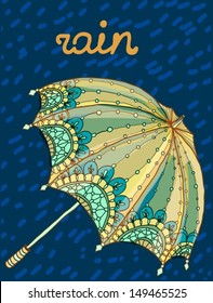 Beautiful color umbrella with drops, Vector