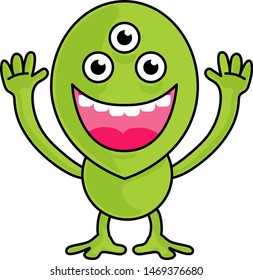 beautiful color vector of a little green and smiling alien
