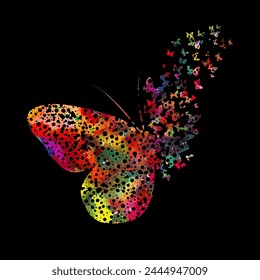 Beautiful colored abstract butterflies. hand drawing. Not AI. Vector illustration.