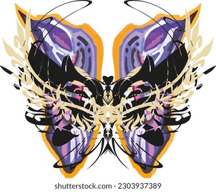 Beautiful colored butterly wings on white. Detailed butterfly symbol for shield or sport emblems, business concepts, posters, tattoos, fabric products, prints, fashion trends, graphics on vehicles 