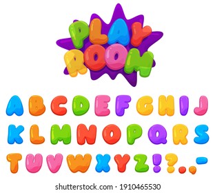 Beautiful colored cheerful children's font. Chubby brightly colored letters.