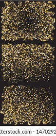 Beautiful colored falling squares. Decorative element of design. Vector illustration effect. Gold set of colored geometric confetti festive happy chaotic decor.