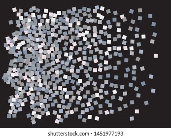 Beautiful colored falling squares. Geometric element of design. Vector illustration effect. Silver colored geometric confetti festive happy chaotic decor.