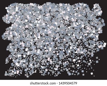 Beautiful colored falling squares. New element of design. Vector illustration surprise. Silver colored geometric confetti festive happy chaotic decor.