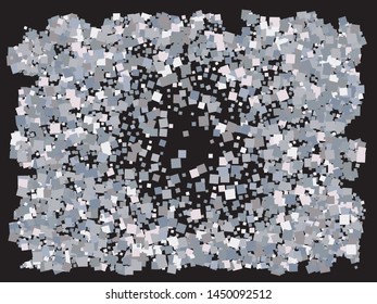 Beautiful colored falling squares. Vector illustration concept. Fresh element of design. Silver colored geometric confetti festive happy chaotic decor.