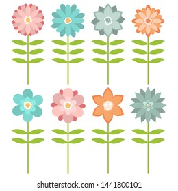 Beautiful colored flowers pack vector design illustration isolated on white background