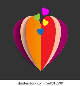 Beautiful colored heart on a gray background. Vector illustration