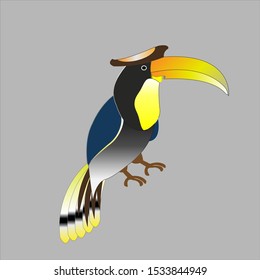 Beautiful colored Hornbill bird vector illustration