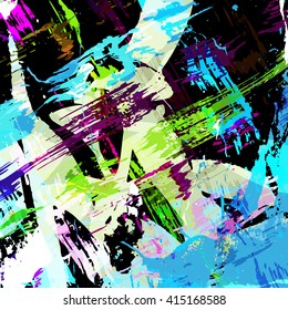 beautiful colored lines Graffiti on a black background vector illustration