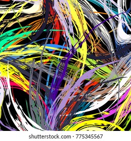 beautiful colored lines Graffiti on a black background vector illustration