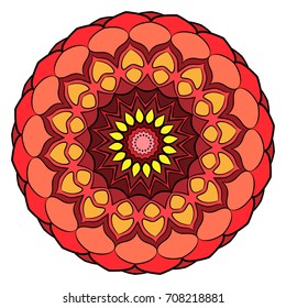 Beautiful colored mandala. Hexagonal star. A pattern for a color book. Template for printing on fabric. Image for relaxation and meditation.